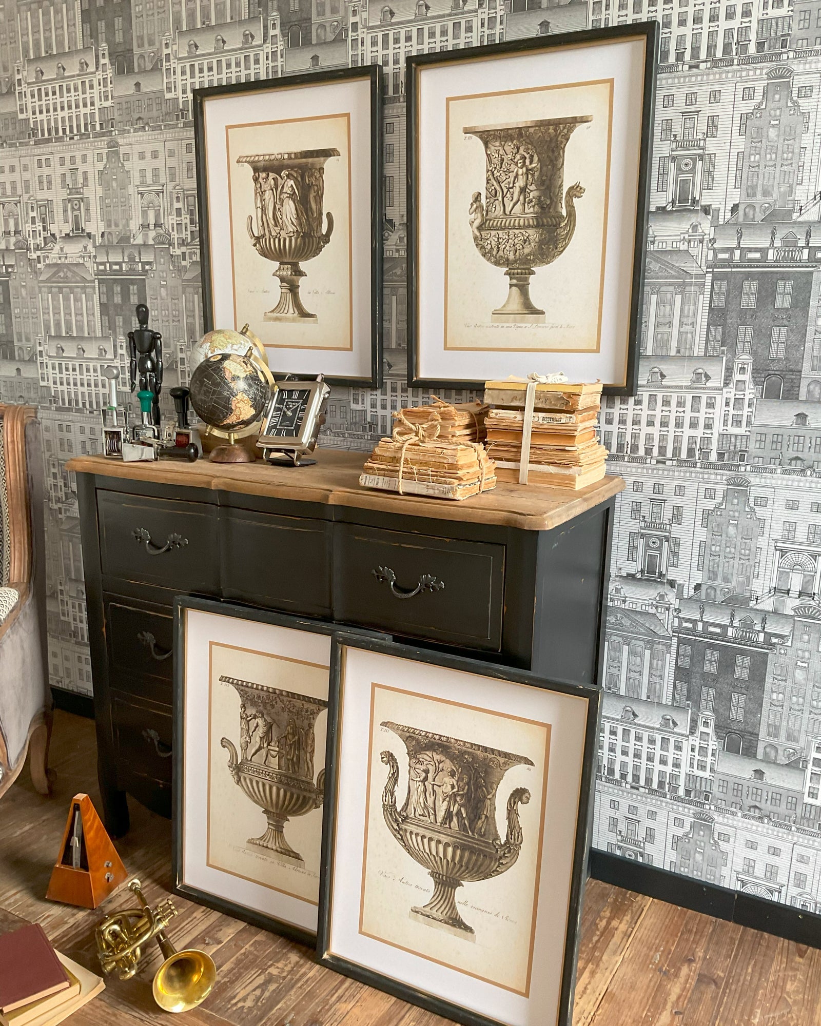 Stampe con cornice in legno Classical Urns set di 4 - OrchideaMilano1981