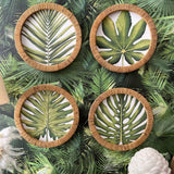 Stampe con cornice in rattan Green Leaves set di 4 - OrchideaMilano1981