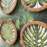 Stampe con cornice in rattan Green Leaves set di 4 - OrchideaMilano1981
