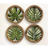 Stampe con cornice in rattan Green Leaves set di 4 - OrchideaMilano1981
