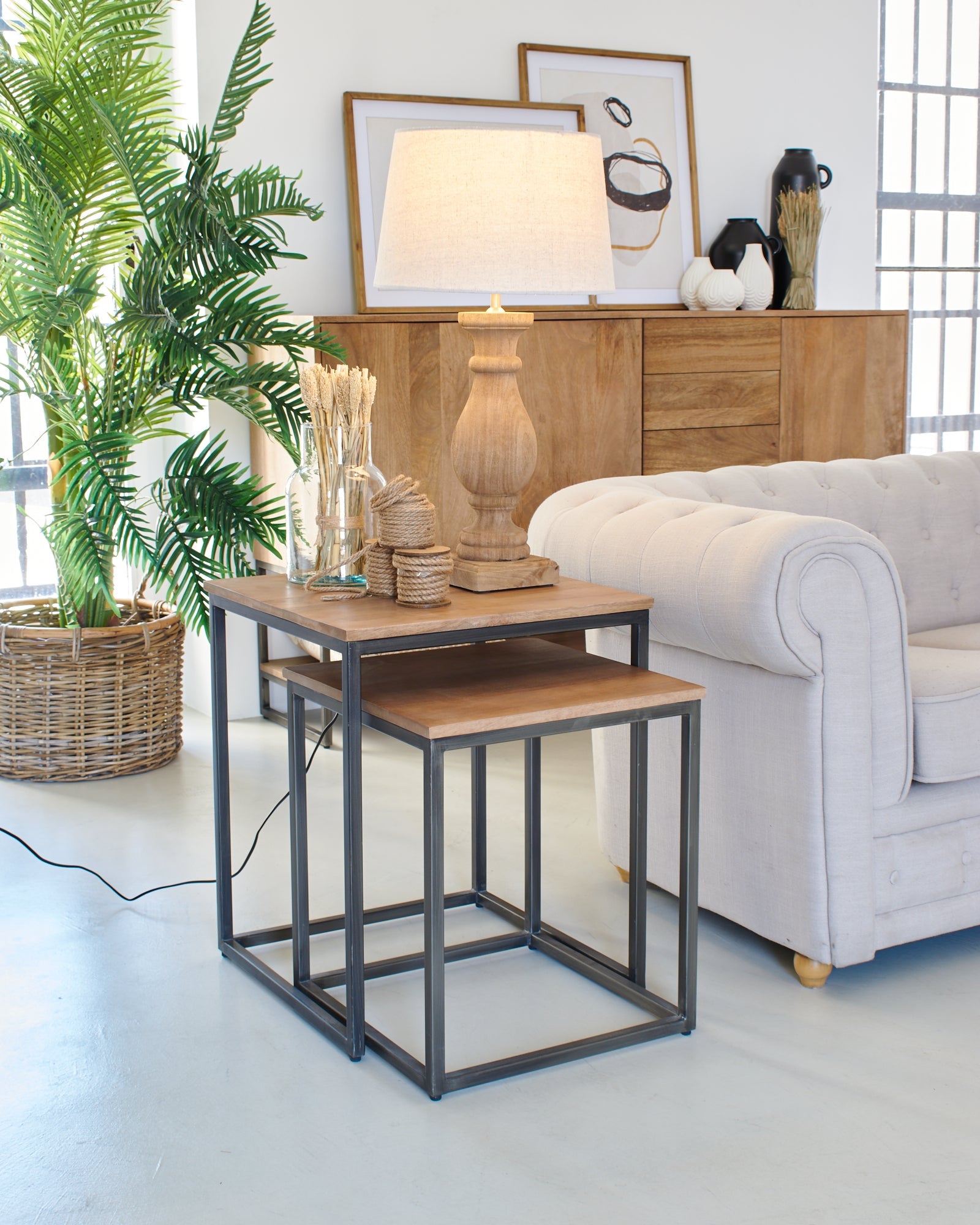 Tavolini da salotto in legno e ferro Skyline Small set di