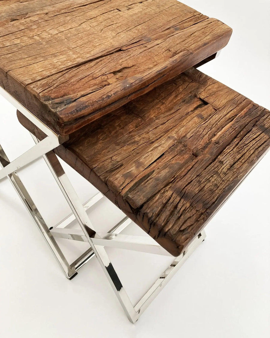 Tavolini quadrati a nido in legno e acciaio Aspen set da 2 - OrchideaMilano1981