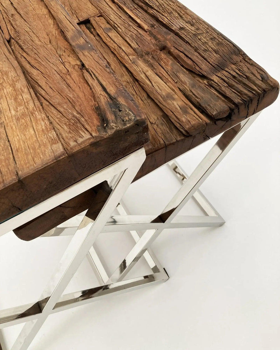 Tavolini quadrati a nido in legno e acciaio Aspen set da 2 - OrchideaMilano1981