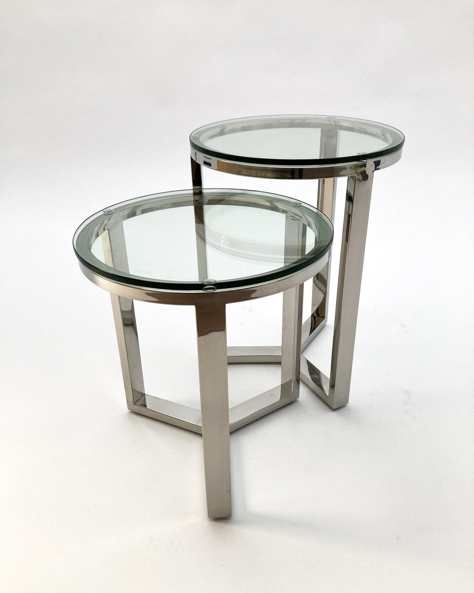 Tavolini rotondi a nido in acciaio e vetro Vanderbilt Avenue set da 2 - OrchideaMilano1981