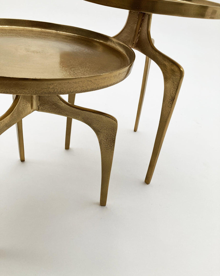 Tavolini rotondi in alluminio Gold Antique set da 2 - OrchideaMilano1981