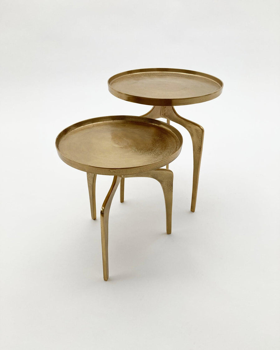 Tavolini rotondi in alluminio Gold Antique set da 2 - OrchideaMilano1981