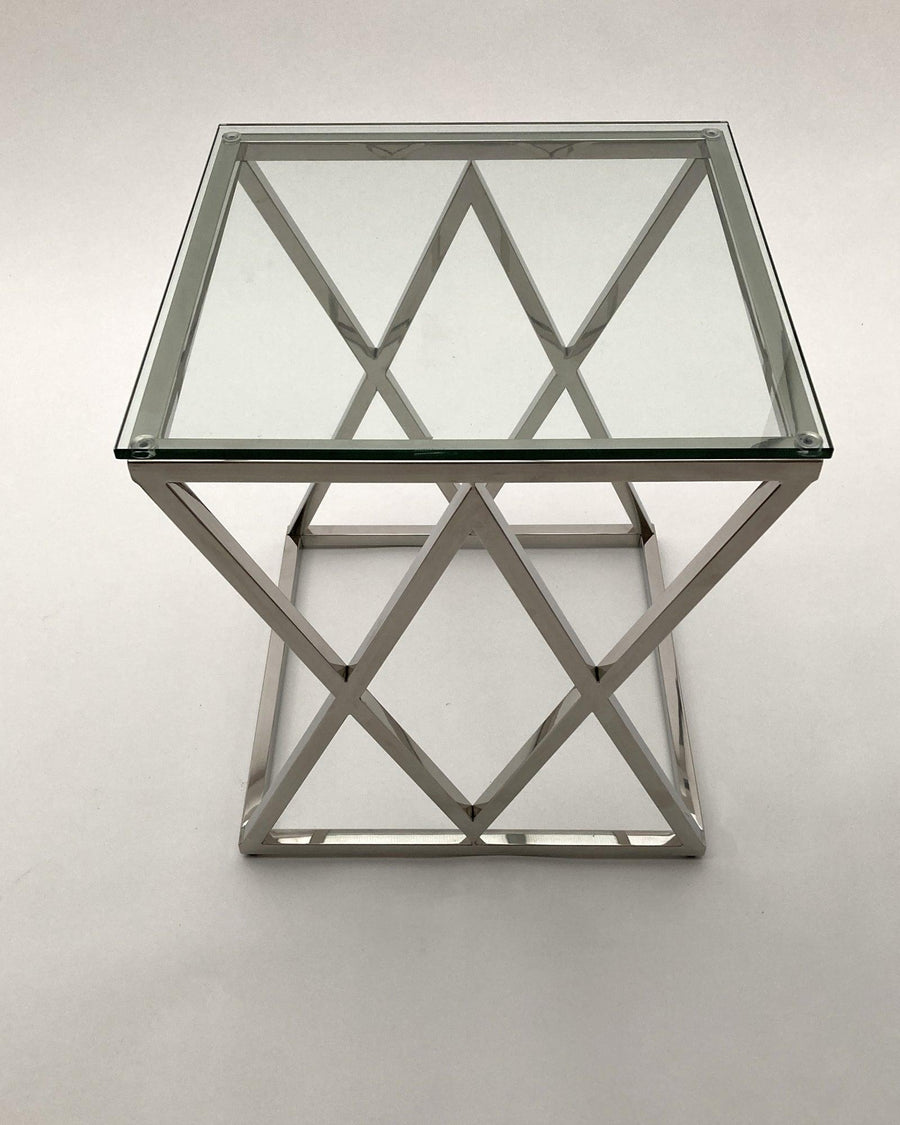 Tavolino quadrato in acciaio e vetro Park Avenue - OrchideaMilano1981