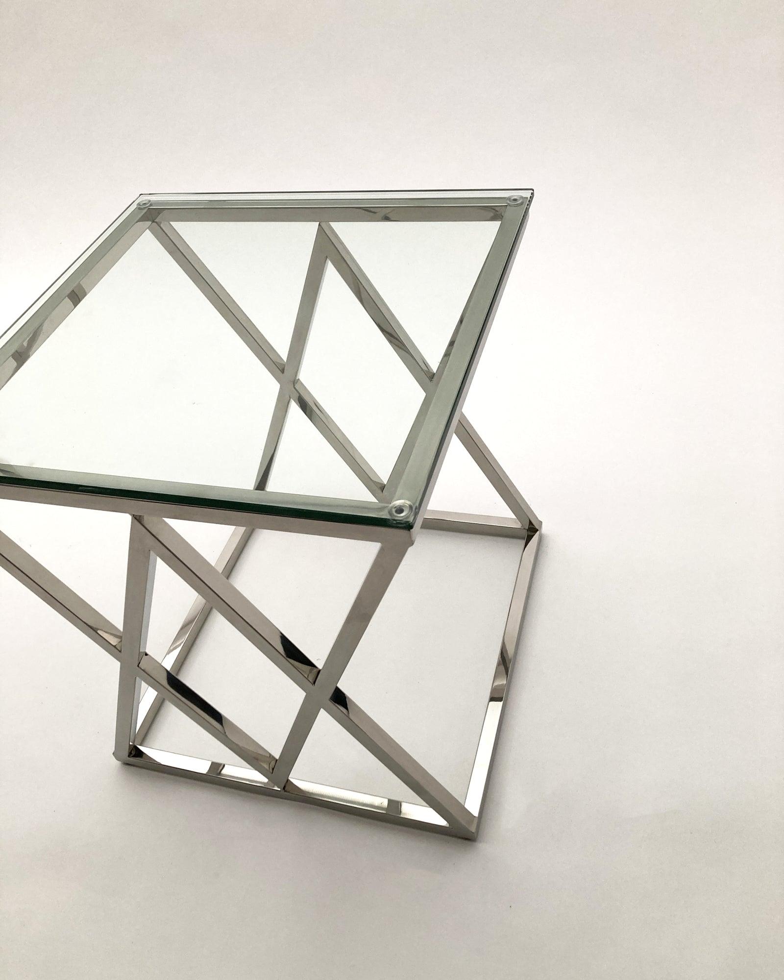 Tavolino da salotto quadrato in acciaio e vetro Madison Avenue 50 cm - OrchideaMilano1981