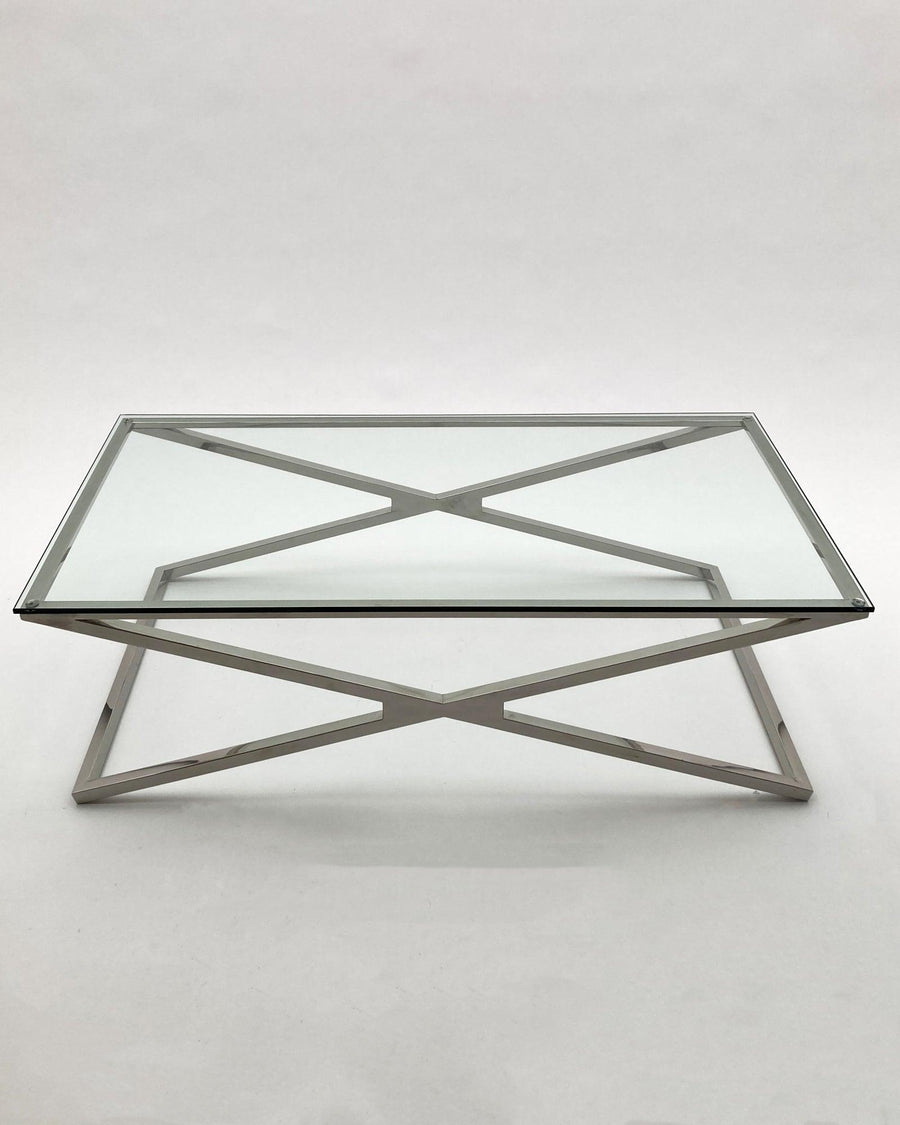 Tavolino rettangolare in acciaio e vetro Park Avenue - OrchideaMilano1981