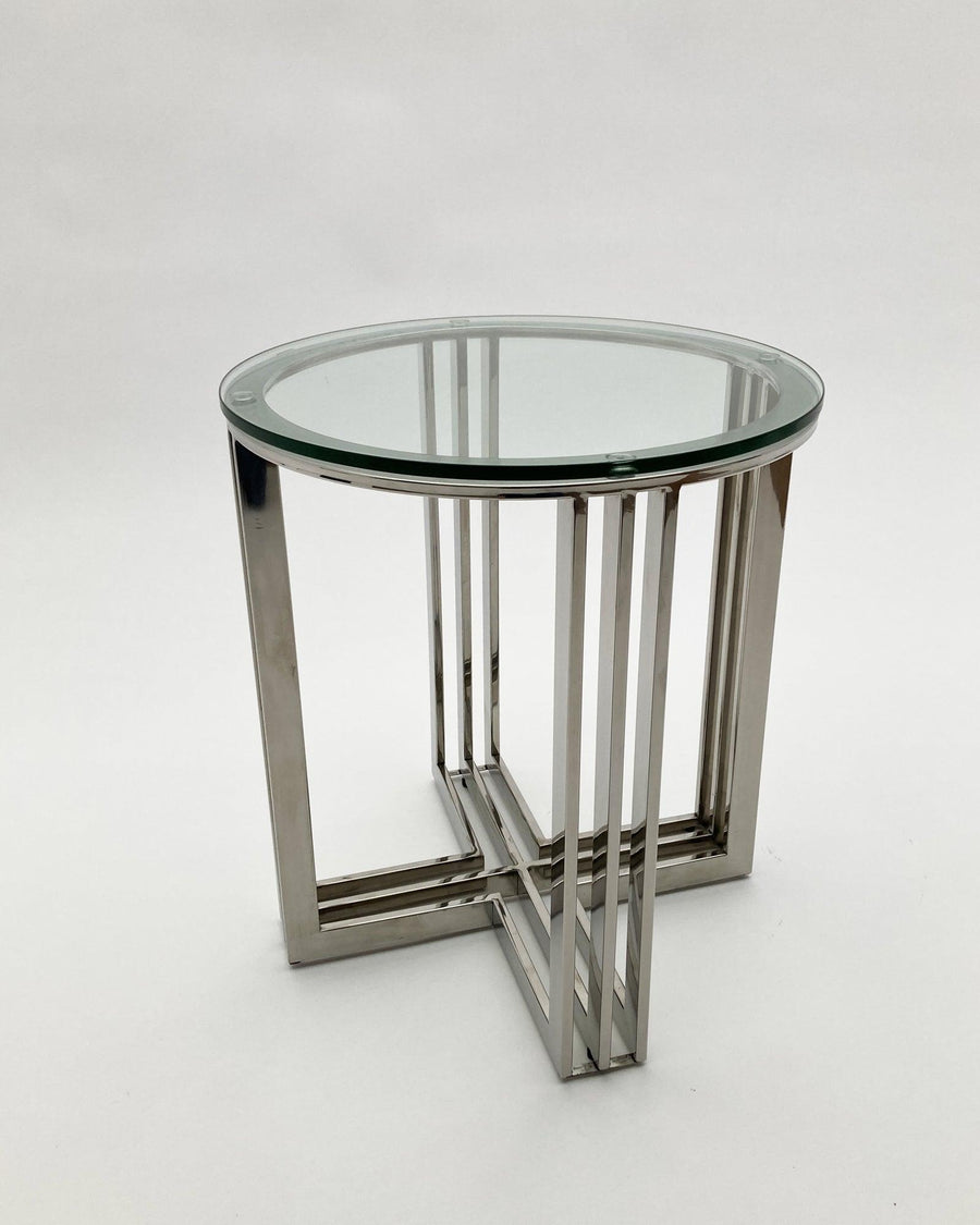 Tavolino rotondo in acciaio e vetro Park Avenue - OrchideaMilano1981