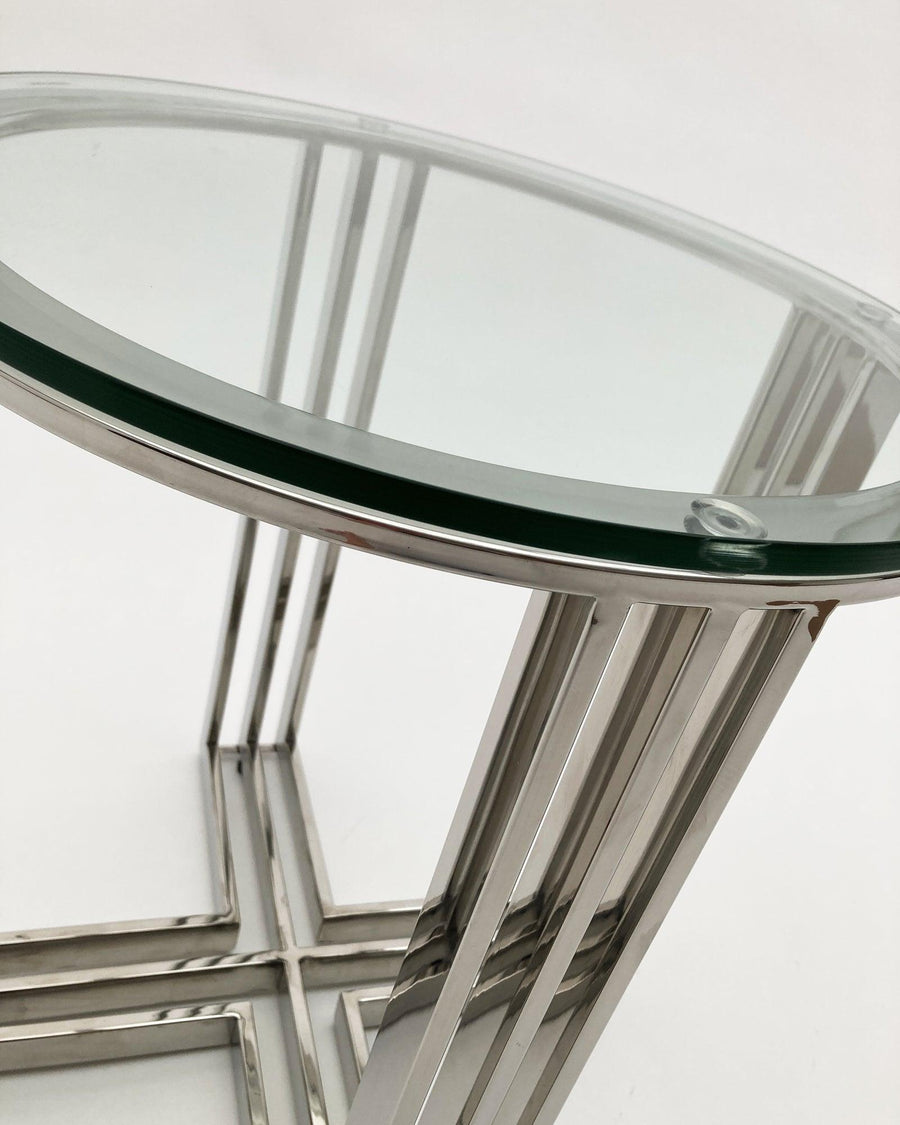 Tavolino rotondo in acciaio e vetro Park Avenue - OrchideaMilano1981