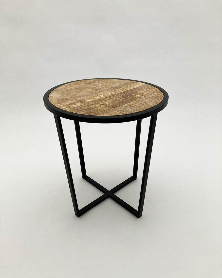 Tavolino rotondo in legno e ferro East Colonial - OrchideaMilano1981