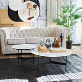 Tavolino rotondo da salotto moderno in quarzite e ferro Black Living Big 78 cm - OrchideaMilano1981