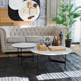 Tavolino rotondo da salotto moderno in quarzite e ferro Black Living Small 50 cm - OrchideaMilano1981