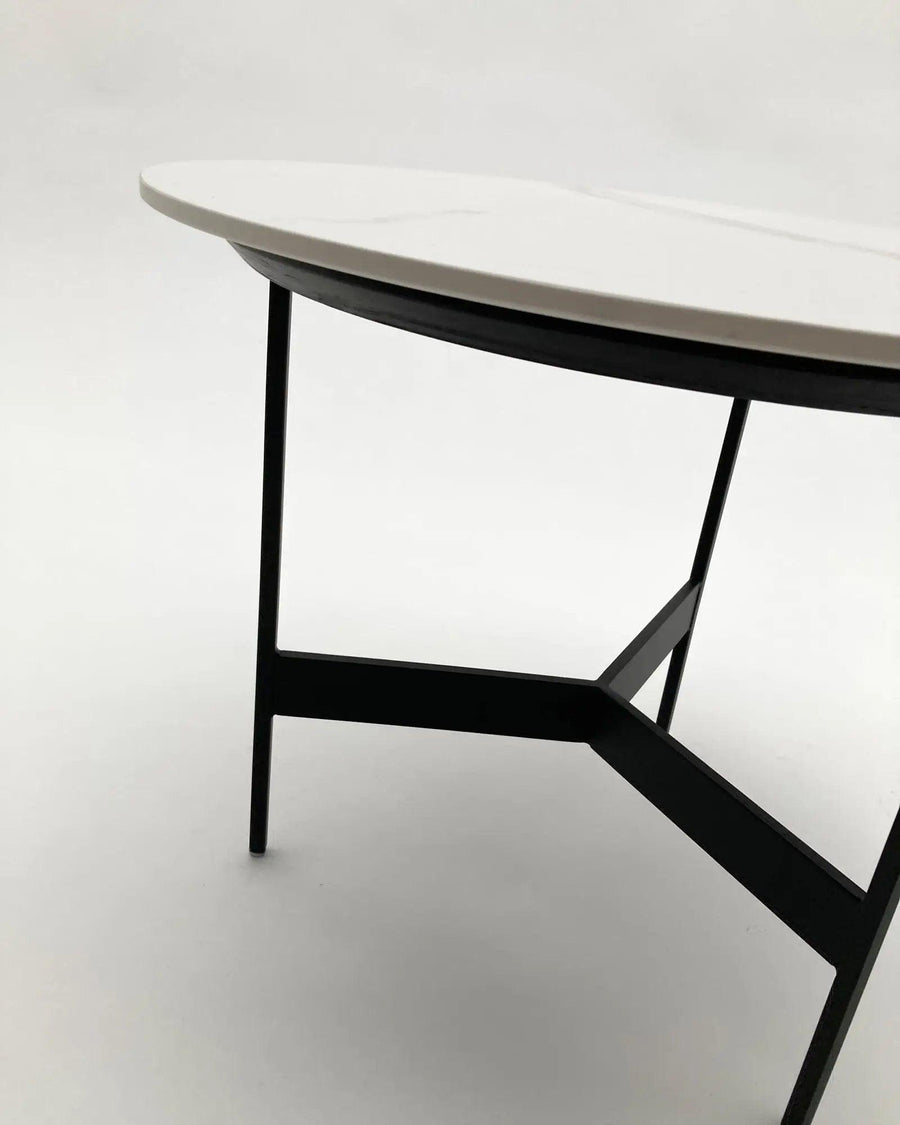 Tavolino rotondo in quarzite e ferro Black Living - OrchideaMilano1981