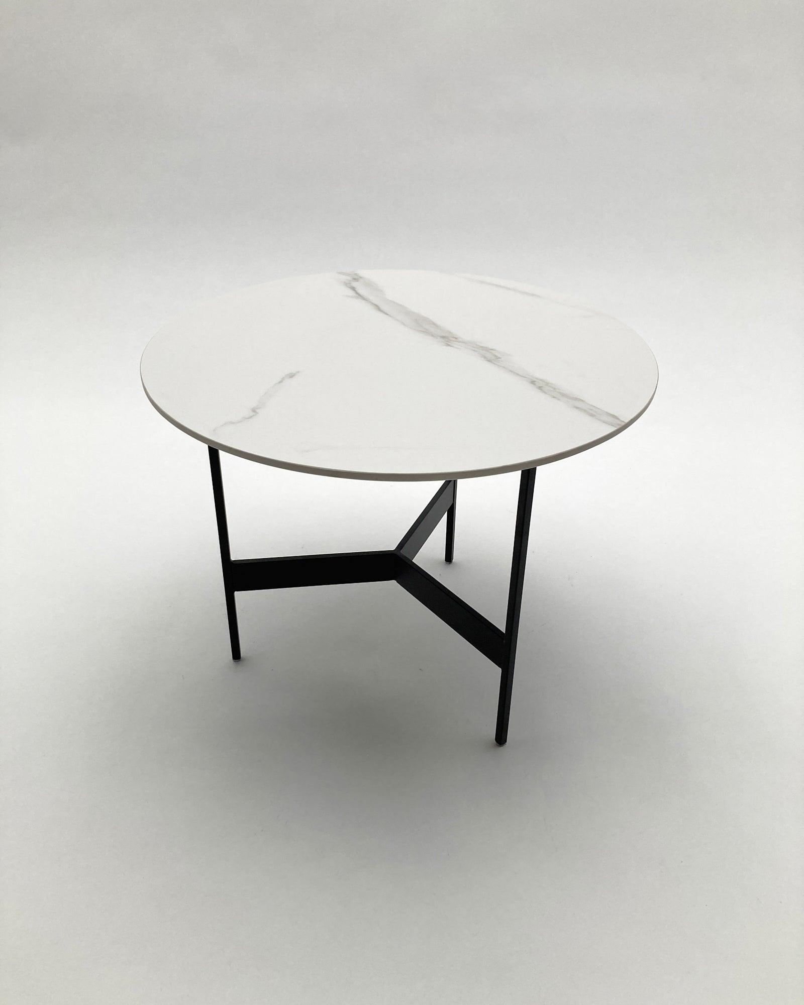 Tavolino rotondo da salotto moderno in quarzite e ferro Black Living Small 50 cm - OrchideaMilano1981