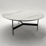 Tavolino rotondo da salotto moderno in quarzite e ferro Black Living Big 78 cm - OrchideaMilano1981