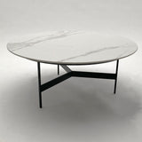 Tavolino rotondo da salotto moderno in quarzite e ferro Black Living Big 78 cm - OrchideaMilano1981