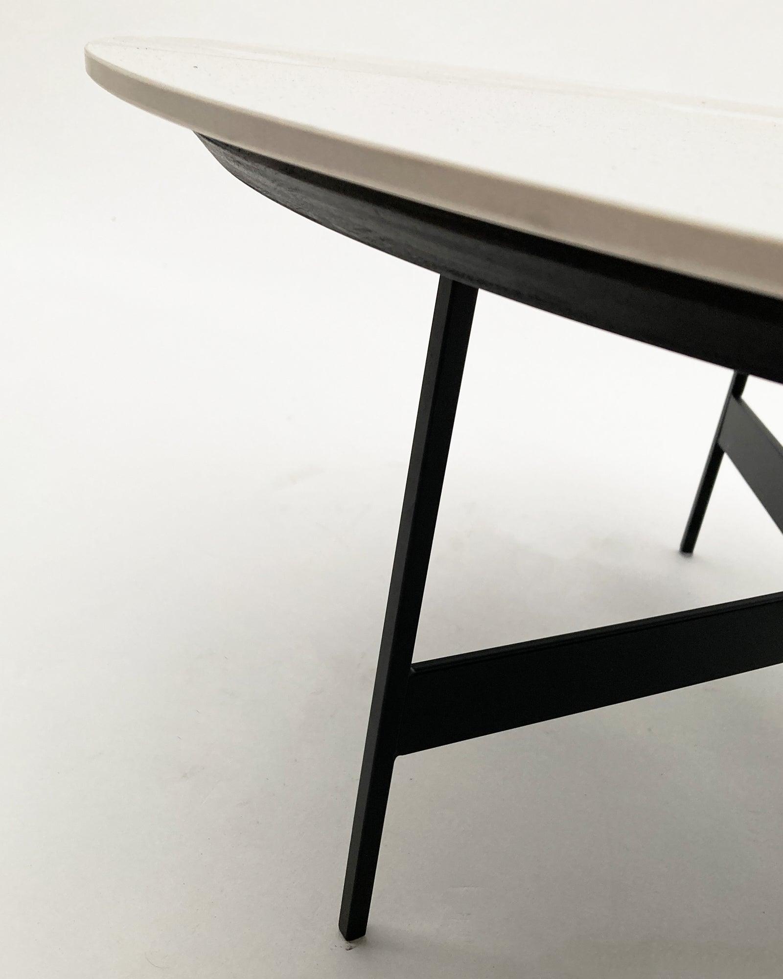 Tavolino rotondo da salotto moderno in quarzite e ferro Black Living Big 78 cm - OrchideaMilano1981