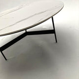 Tavolino rotondo da salotto moderno in quarzite e ferro Black Living Big 78 cm - OrchideaMilano1981