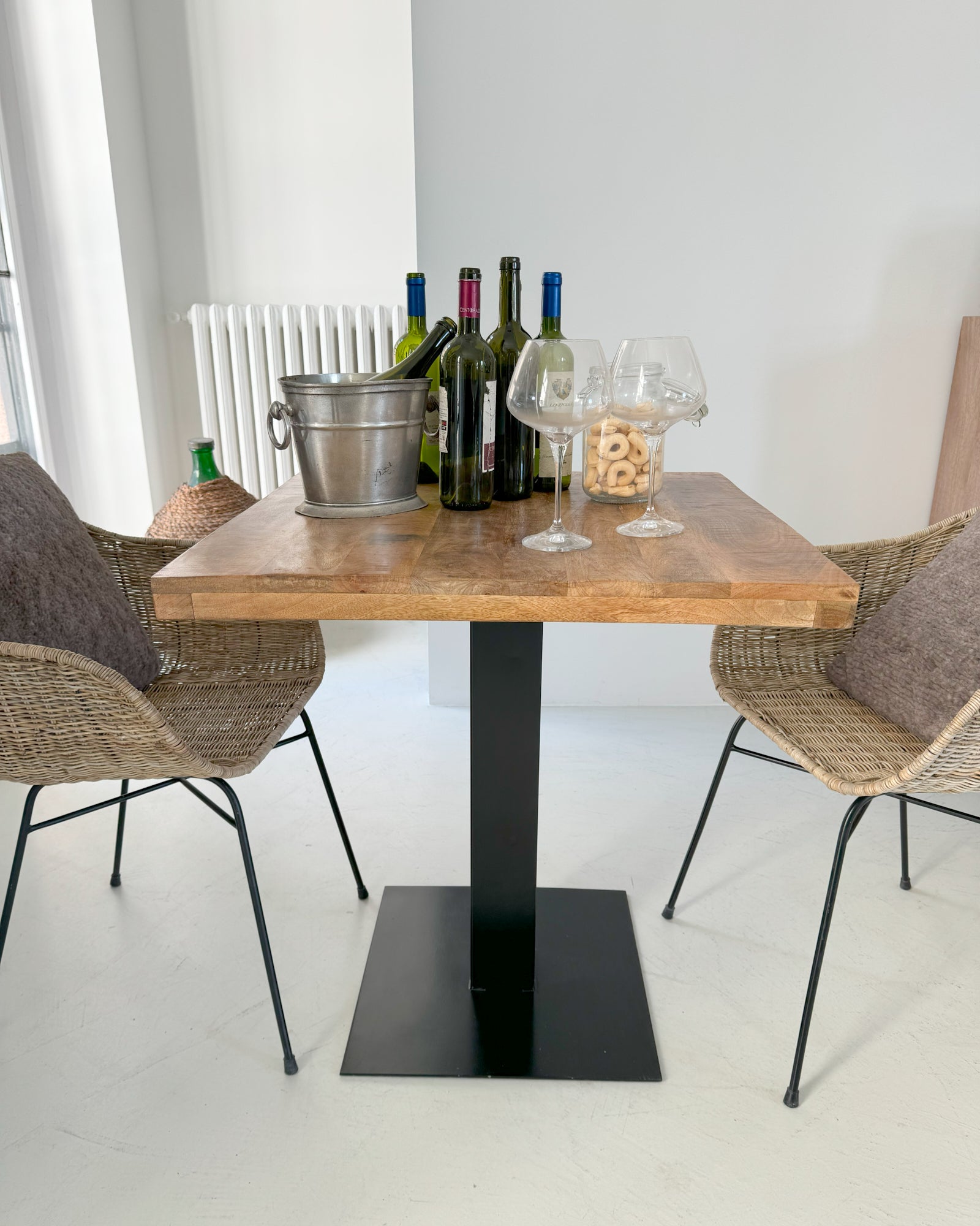 Tavolo quadrato da bistrot in legno e ferro Utility 70 cm - OrchideaMilano1981