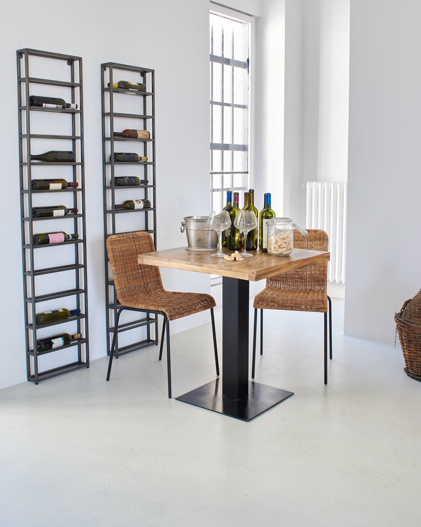 Tavolo quadrato da bistrot in legno e ferro Utility 70 cm - OrchideaMilano1981
