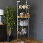 Libreria quadrata 4 ripiani in acciaio e vetro Vanderbilt Avenue 70 cm - OrchideaMilano1981