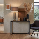 Consola moderna de acero y vidrio Gotham 120 cm