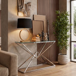 Consolle moderna in acciaio e vetro Battery Park 120 cm - OrchideaMilano1981