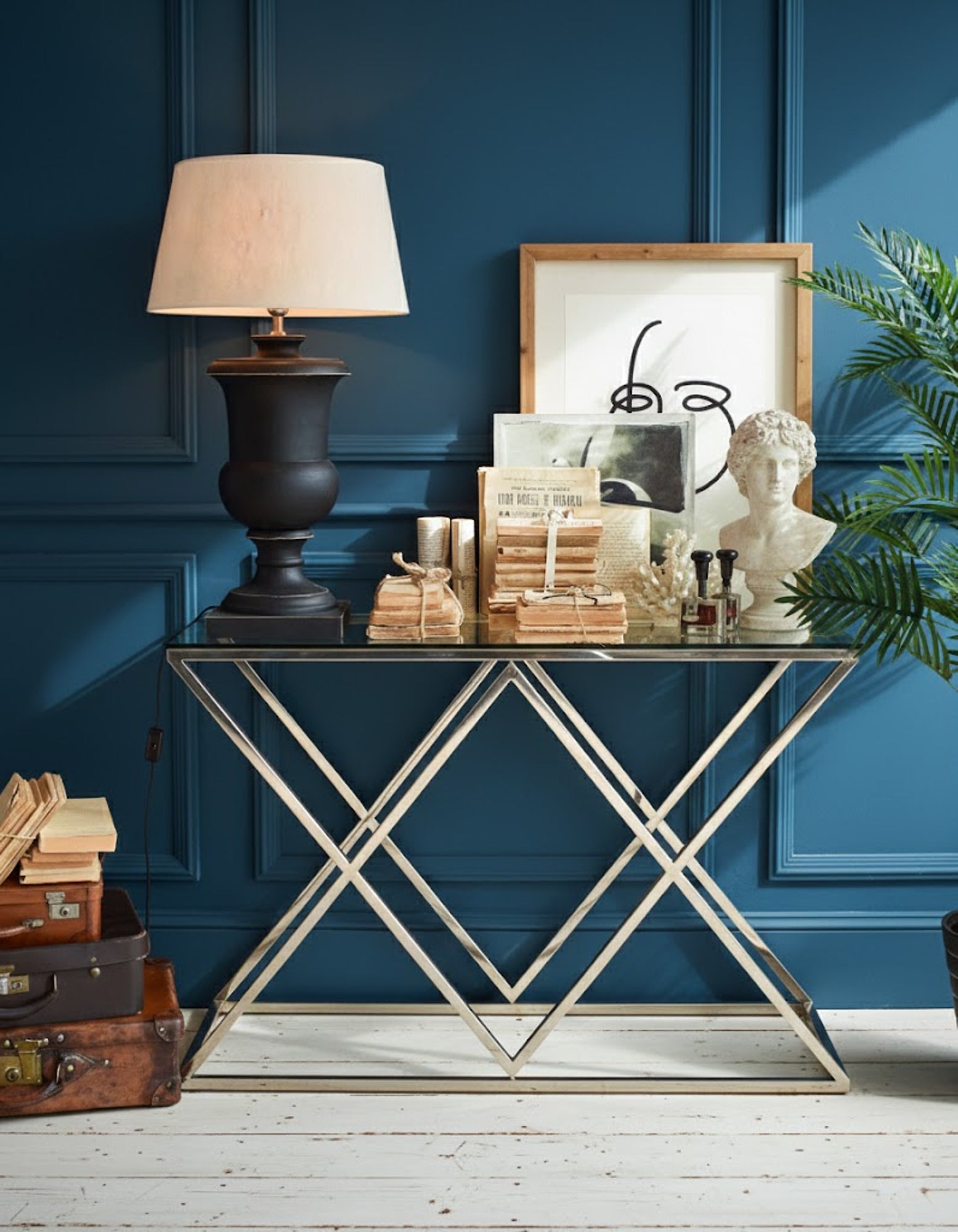 Consolle moderna in acciaio e vetro Vanderbilt Avenue 120 cm - OrchideaMilano1981