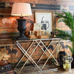 Consolle moderna in acciaio e vetro Vanderbilt Avenue 120 cm - OrchideaMilano1981