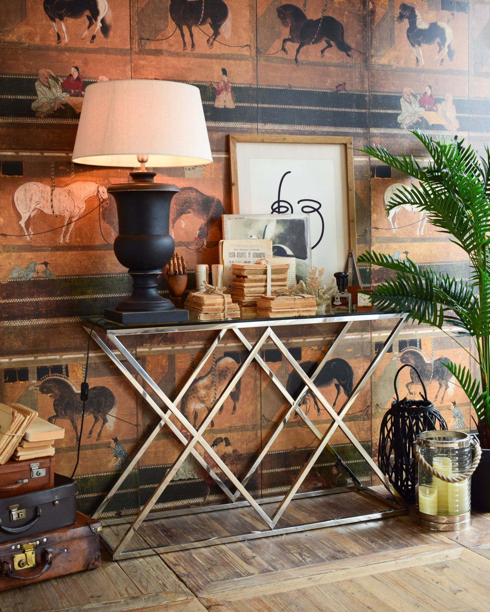 Consolle moderna in acciaio e vetro Vanderbilt Avenue 120 cm - OrchideaMilano1981