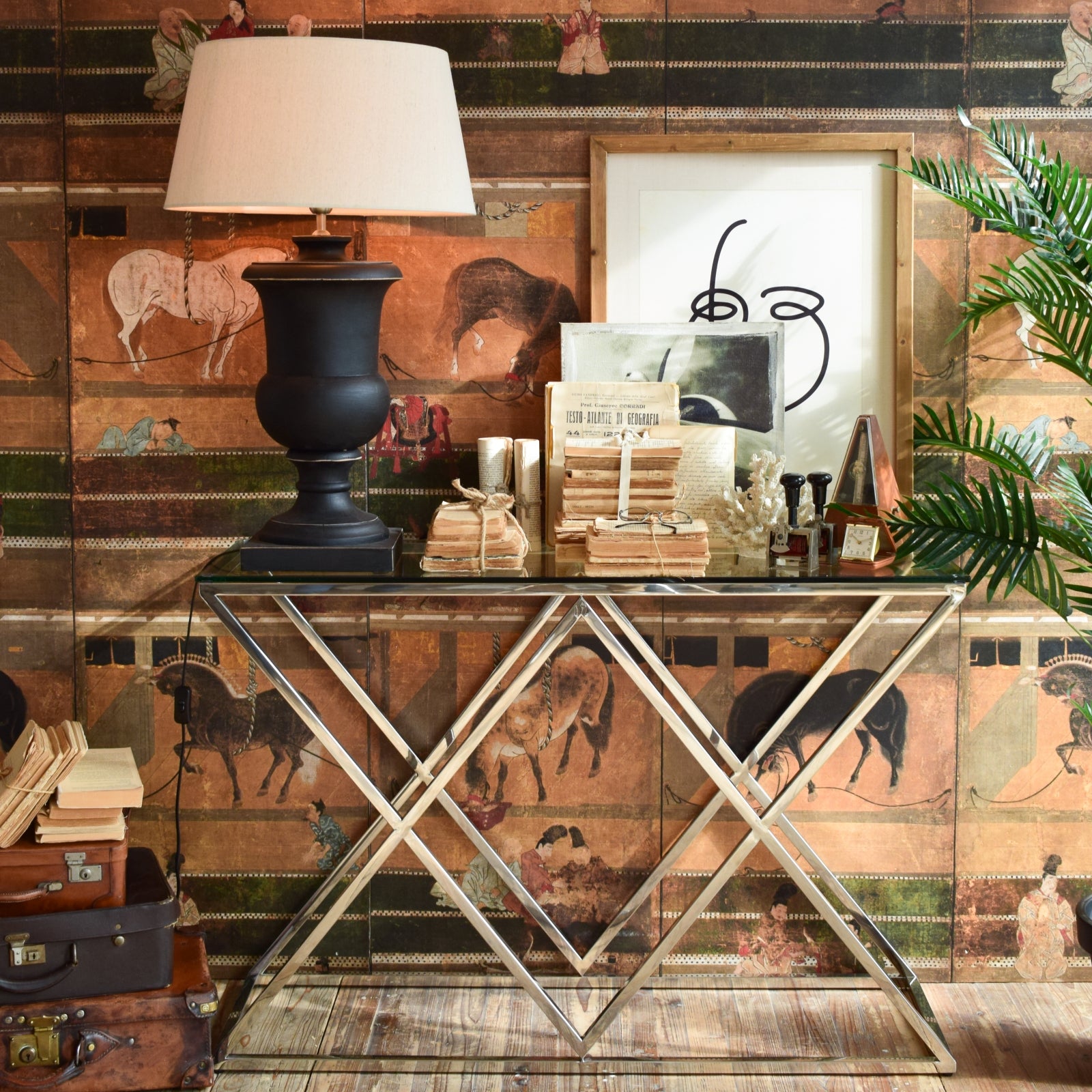 Consolle moderna in acciaio e vetro Vanderbilt Avenue 120 cm - OrchideaMilano1981