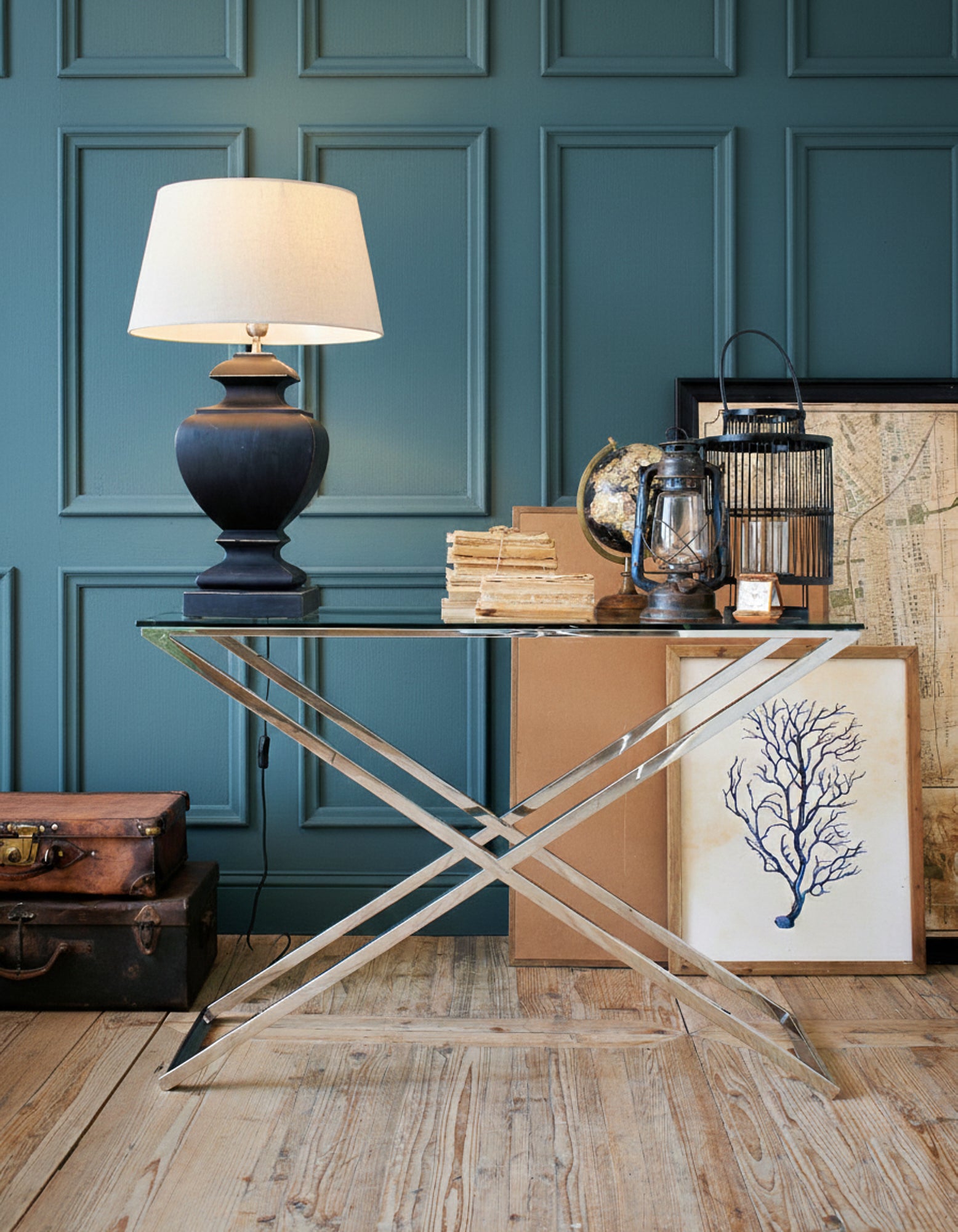 Consolle moderna in acciaio e vetro Park Avenue 120 cm - OrchideaMilano1981