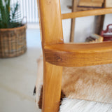 Wooden, goatskin and rattan Aspen armchair