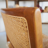 Wooden, goatskin and rattan Aspen armchair