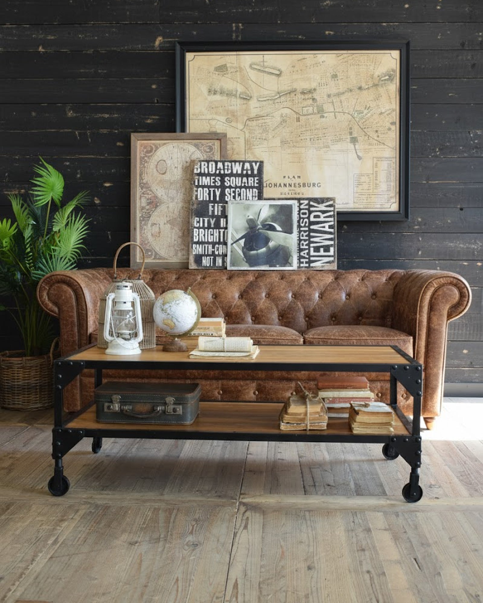 Tavolino da salotto industriale in legno e ferro Detroit 120 cm - OrchideaMilano1981