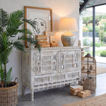Credenza in legno di mango massello lavorato Gujarat 100 cm - OrchideaMilano1981