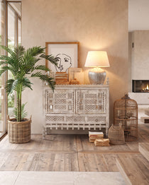 Credenza in legno di mango massello lavorato Gujarat 100 cm - OrchideaMilano1981