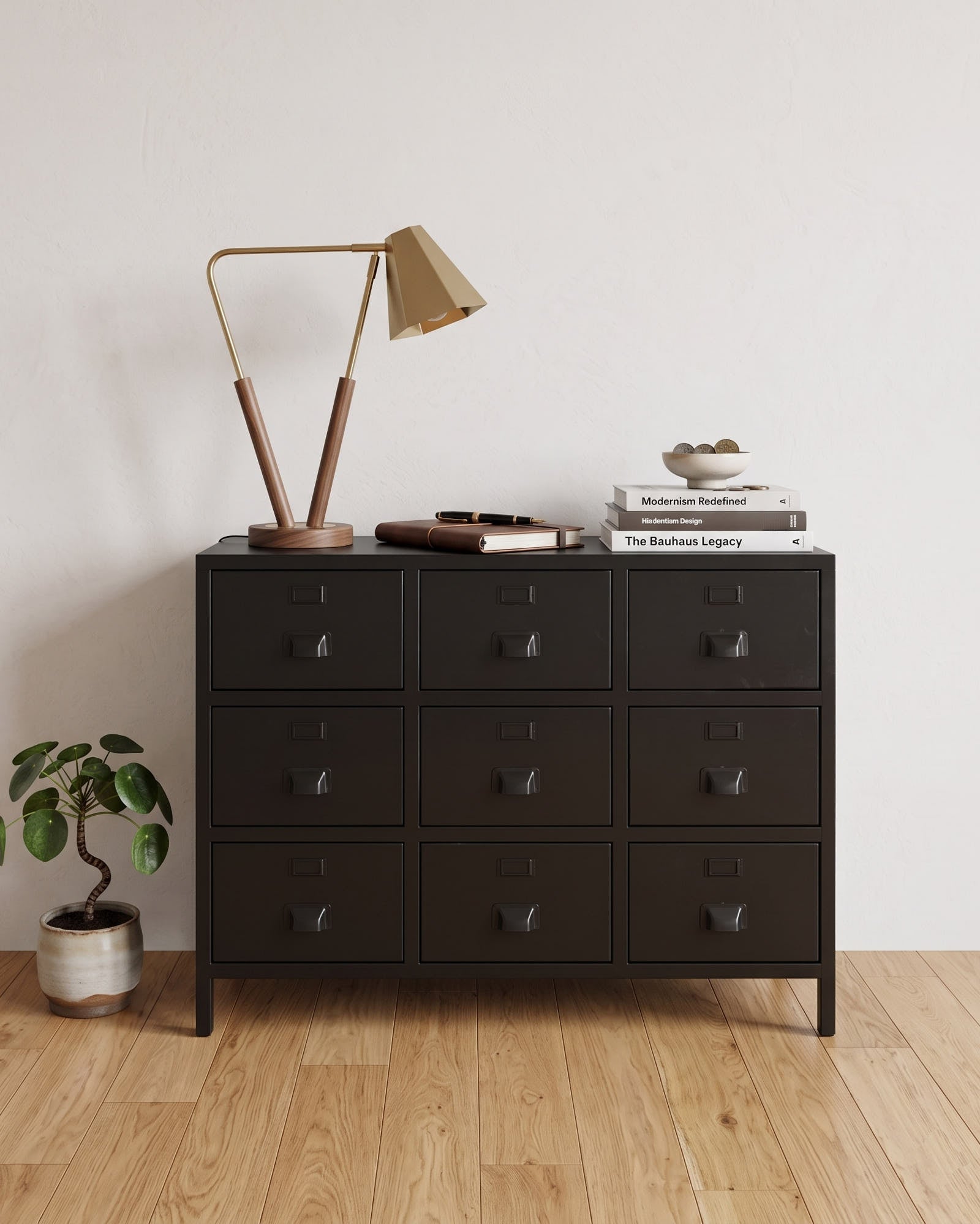 Cassettiera industriale in ferro Antique Black 105 cm - OrchideaMilano1981