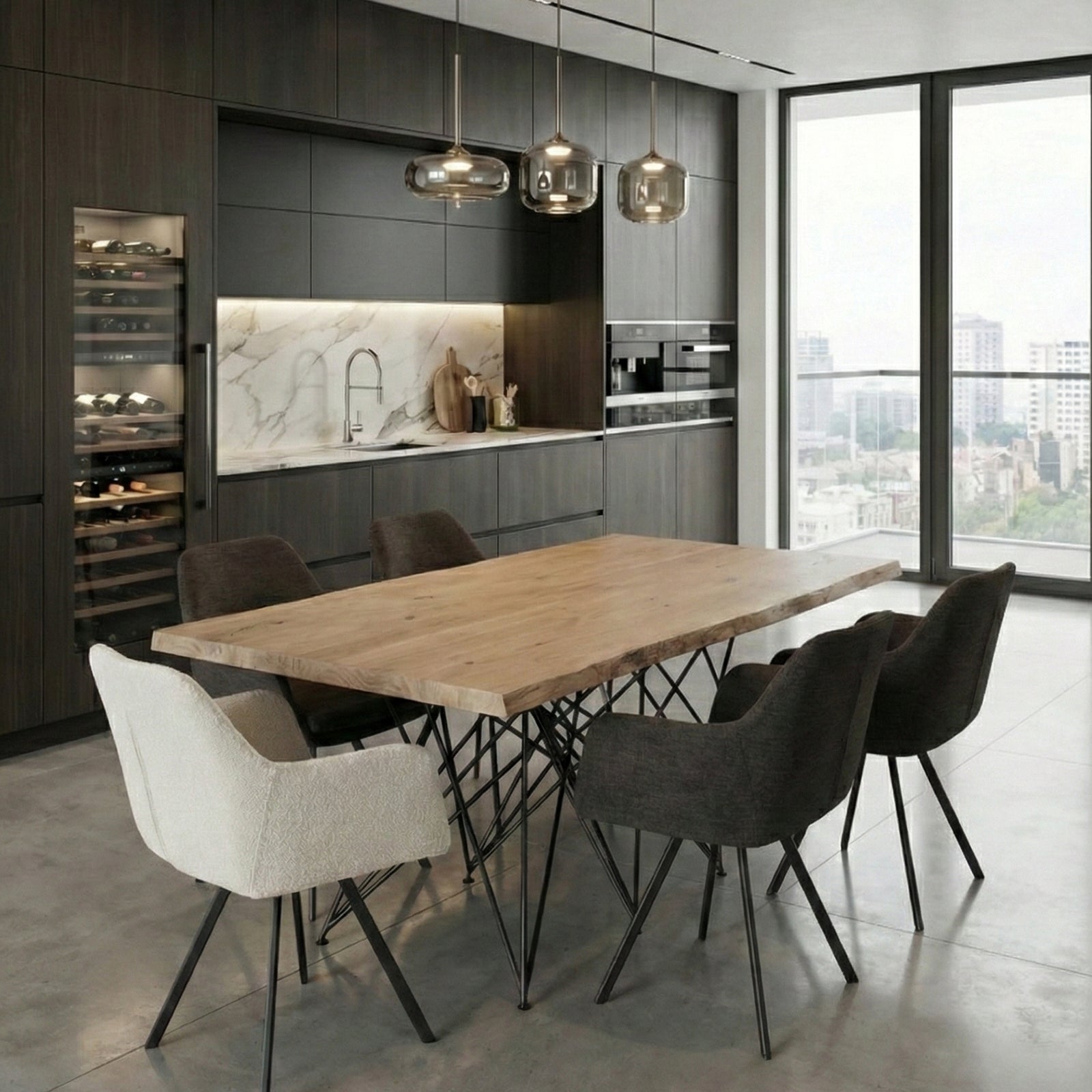 Tavolo in legno massello di rovere e ferro Oakwood 200 cm - OrchideaMilano1981