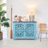 Credenza in legno di mango massello intagliato Madras 110 cm - OrchideaMilano1981