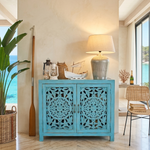 Credenza in legno di mango massello intagliato Madras 110 cm - OrchideaMilano1981