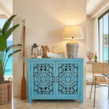 Credenza in legno di mango massello intagliato Madras 110 cm - OrchideaMilano1981