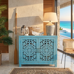 Credenza in legno di mango massello intagliato Madras 110 cm - OrchideaMilano1981