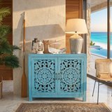 Credenza in legno di mango massello intagliato Madras 110 cm - OrchideaMilano1981