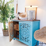 Credenza in legno di mango massello intagliato Madras 110 cm - OrchideaMilano1981