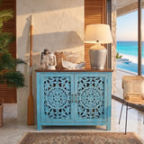 Credenza in legno di mango massello intagliato Madras 110 cm - OrchideaMilano1981
