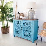 Credenza in legno di mango massello intagliato Madras 110 cm - OrchideaMilano1981