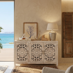 Credenza in legno di mango massello intagliato Jodhpur Big 160 cm - OrchideaMilano1981